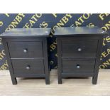 Pair of modern 2 drawer bedside chests