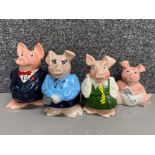 Set of 4 NatWest pigs by Wade all with stoppers