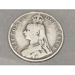 Antique Queen Victoria 1889 silver double florin coin