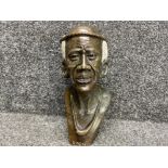 Extremely heavy hand carved African soapstone bust, signed on base “O Fidze” - height 35cm