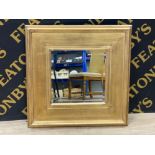 Gilt framed square shaped bevelled mirror - 74x74cm