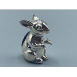 A silver heavy cast rabbit pincushion, 8.2g gross