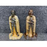 Pair of vintage cast iron knight fire companion sets