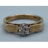 Vintage 9ct gold diamond solitaire ring, size L, 3g gross