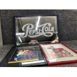 Pepsi cola advertising mirror jethro full print and a signed woodpecker cider print