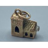 10K yellow gold church building charm, 2.5G