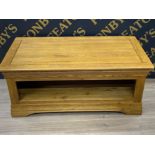 Light oak 2 tier rectangular shaped coffee table, 60x110cm