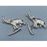 A pair of silver elephant shaped cufflinks, 8g