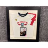 Framed England Rugby World Cup 2003 shirt with signed Jonny Wilkinson “Newcastle Falcons” picture,