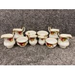 Total of 10 pieces of Royal Albert Old country roses tea China, includes 6x cream/milk jugs & 4x