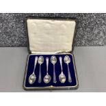 Set of 6 fully hallmarked Sheffield silver spoons in original case, dated 1922 (William Pottin &