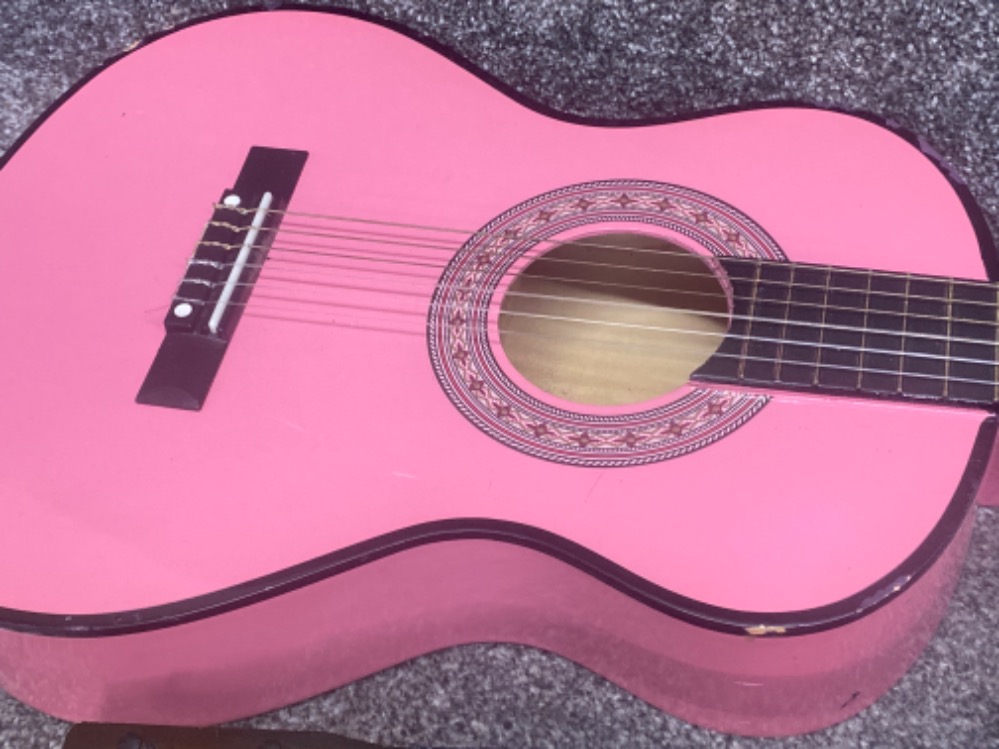 Pink acoustic guitar & “Liu Mei” banjo - Image 2 of 3