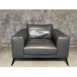 Single Lisbon leather arm chair in charcol grey