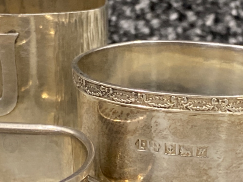 4x hallmarked silver napkin rings includes London 1978, Chester 1926 & 2x Birmingham 1955, also - Bild 3 aus 3