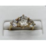 Brand new ex-display 10ct gold 3 stone ring, Size H 2.2g