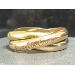 Cartier 18ct gold 3 band (Paloma) ring. Size P1/2