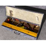 Vintage wooden carpenters tool box, includes contents (mixed tools)