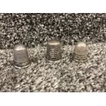 3 solid silver thimbles 2 chester 1901, 1902, Charles Horner and 1 Birmingham 1918, 8.6g