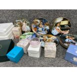 Box containing a large quantity of collectors plates, Wedgwood & Caithness glassware