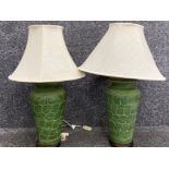 Pair of oriental style table lamps with matching green pottery bases