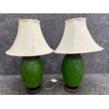 Pair of matching Thai table lamps “two tone” both with cream shades