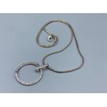 Silver ‘Hot Diamond’ pendant and silver necklace (3 diamonds missing) 6.57g 44cm