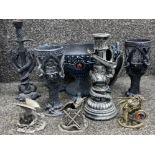 Selection of dragon themed items - includes goblets, candlesticks, myth & magic ornaments etc