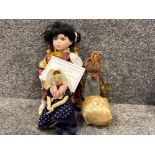 Pre 1930s Elderly woman doll by Jouglas Depose together with a large Stewart Ross porcelain doll (