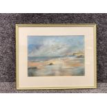 Pastel picture of Long Sands , Tynemouth signed by Jean Johnson