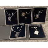 5 costume jewellery necklace & earrings sets by bijoux - all with original boxes & tags