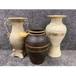 3x large contemporary urns - tallest 42cm