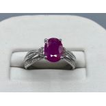 Brand new ex-display 10ct gold pink stone ring, size J 2.5g