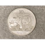 2010 China Panda 10 Yuan solid .999 silver 1oz coin, in protective display capsule