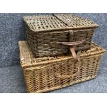 2x vintage wicker picnic baskets