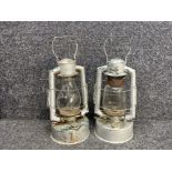 Two metal framed vintage lanterns (silver effect)