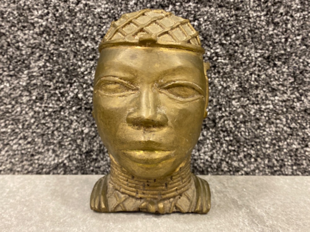Antique Benin Bronze/Brass African bust “King Oba” (Rare)