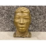 Antique Benin Bronze/Brass African bust “King Oba” (Rare)