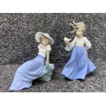 2x NAO by Lladro figures, including 2 girls with birds