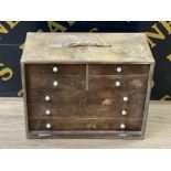 Vintage 7 drawer table top tool chest, includes contents