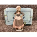 Lladro girl figure 5064 “Gretel” dutch girl with arms akimbo, with original box