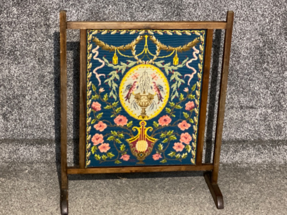 Antique Mahogany framed tapestry fire screen