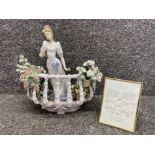 Large Lladro figure 1798 “far away thoughts” (chip on top flower, some missing) with original box