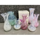 Total of 7x Caithness glass vases (including 1 with original box) multiple colours & designs