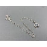 A silver and cz designer style pendant necklace 2.7g length 45cm