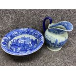 Victoria ware ironstone blue & white toilet jug & bowl