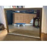 Large gilt framed bevelled glass hall/over mantle mirror - 111x87cm