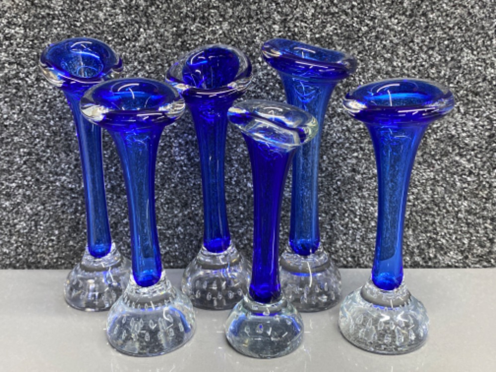 Total of 6 1970s Aseda Glasbruk “Sweden” Jack in the pulpit vases - all in blue