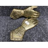 2 x medieval style brass gauntlets