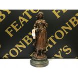 Spelter figure of a lady with lute titles mignon per hip moreau