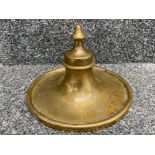 Large brass ships inkwell, complete with glass bottle & lid, 20cm diameter x 14cm height